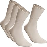 4paar Diabetiker-Socken COTTON Dünn ohne gummi Diabetikersocken für Damen und Herren (Beige, 43-46)