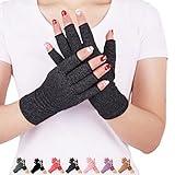 Arthritis Handschuhe (Paar) – Rheumatische Arthritis Kompressionshandschuhe für Schmerzlinderung, Gaming Tippen, Fingerlose Handschuhe für Männer und Frauen (Grau, M)